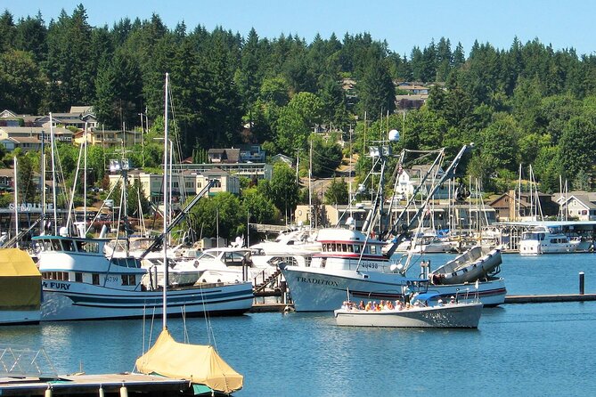 2 Hour Guided Boat Tour in Gig Harbor and Narrows Bridges - Salmon Beach Road on pilings: stairs, community details, and the art