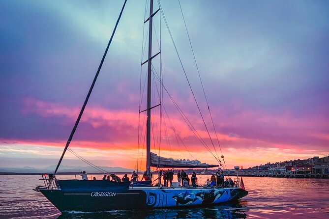 Seattle Sunset Sail BYOB - What you see: skyline plus mountains, with a real sunset feel